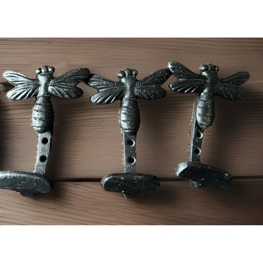Bee Wall Hook Iron Cabincore Cicada Dragonfly Hanging Farmhouse Rustic Lot Of 3
